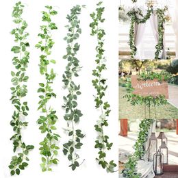 Decoratieve bloemen 2 m kunstmatige bladslingslub planten wijnstok nep gebladerte handgemaakt voor huisdecor bruiloft decoratie diy krans tuin