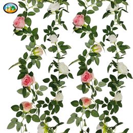 Fleurs décoratives 2m Artificiel Silk Rose Vine Mariage de mariage Hall de fleur Murs de fleur Arc accessoires de décoration Jardin extérieur