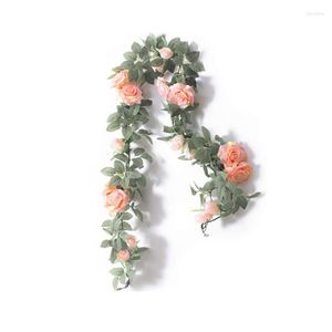 Decoratieve bloemen 2 m kunstmatige zijden rozen wijnstok hangende nep klimopgarland voor huwelijkse huiskantoor feest tuin ambachtelijke decor