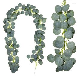 Fleurs décoratives 2m artificiel argent dollar eucalyptus fleur saule feuille de mariage décoration de douche nuptiale vigne fausse plante pour