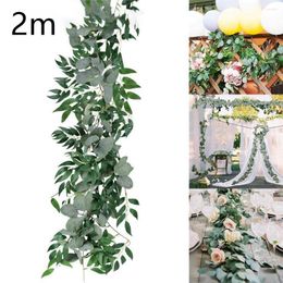 Fleurs décoratives 2M Simulation artificielle plante verte fausse fleur tenture murale racines de plante grimpante en rotin pour la décoration de fête de mariage