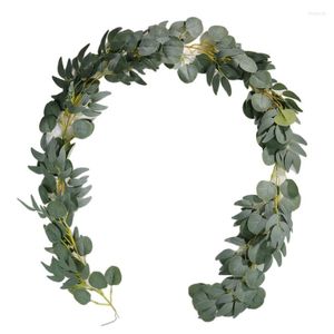 Fleurs décoratives 2M Feuilles D'eucalyptus En Soie Guirlande Artificielle Faux Faux Vignes Pour La Fête De Mariage Intérieur Extérieur Maison Décoration Murale