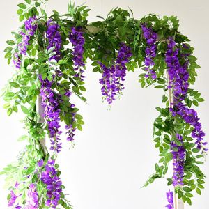 Fleurs décoratives 2M Wisteria Artificielle Vigne Guirlande Arche De Mariage Décoration Faux Plantes Feuillage Rotin Remorque Faux Mur De Lierre