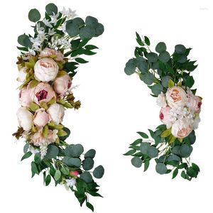 Fleurs décoratives 2pc Peony artificiel Lintel Flower Wedding Simulation Signe bienvenue Arch Decoration Tableuse Home Fake Supplie