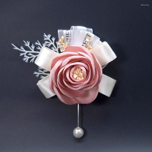 Fleurs décoratives 2 pc Broche Fleur Tissu Artificiel Mariée Époux Poignet Corsage Fournitures De Mariage