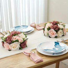 Decoratieve bloemen 2pc Dusty Rose Blush Lvory nepbloem balarrangement boeket SilkRoses met basis bruiloft middelpunt