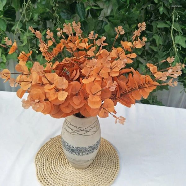 Fleurs décoratives 2 pièces 16 têtes 46 cm fleur artificielle blanc fausses feuilles d'eucalyptus fausse branche avec tiges pour la décoration de la maison/fête de mariage