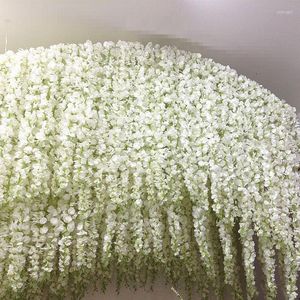 Fleurs décoratives 2pcs 1m fleur artificielle vignes soie hortensia rotin faux glycine bricolage mariage arc décor à la maison suspendu floral toile de fond