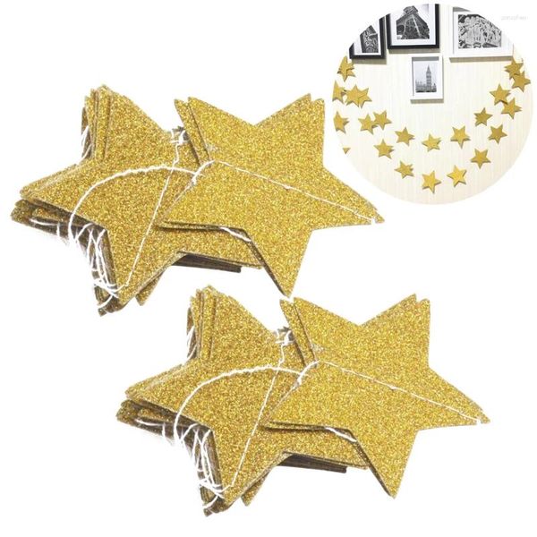 Flores decorativas 2pcs 2m Gold Star Garland Golding Christmas Galaxy Paper Banner Pequeño para la fiesta de bodas Baby Shower