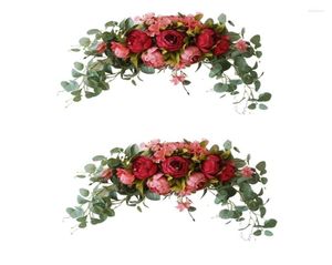 Decoratieve bloemen 2 stks 30 inch Wedding Artificial Peony met groene bladeren Handgemaakte achtergrond tafelloper middelpunt Garland4667430