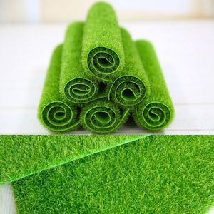 Fleurs décoratives 2 Pcs 30 cm Prairie Artificielle Simulation Mousse Pelouse Gazon Faux Herbe Verte Tapis Tapis DIY Micro Paysage Maison Étage Décor