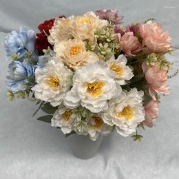 Fleurs décoratives 2pcs 6 têtes Bobo Peony Artificial Flower Bundle Wedding Roadmap Set Home Photor Silk