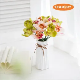 Decoratieve bloemen 2 stks 6 Color Artificial Silk Orchid Flower voor DIY Wedding Bridal Bouquet Decor Accesories Home No Vaas