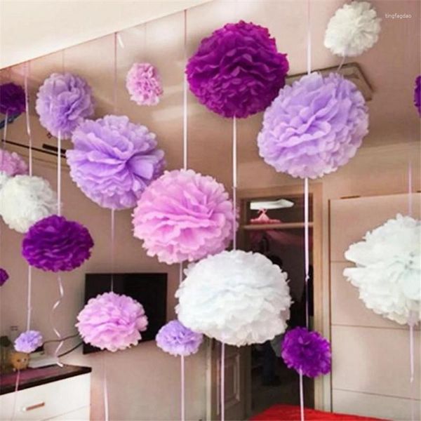 Flores decorativas 2 piezas de 8 pulgadas (20 cm) Pompe de pompones Pomm Pomm Flower Besing Balls Decoración de la fiesta Festiva Favores de boda Favores de bodas