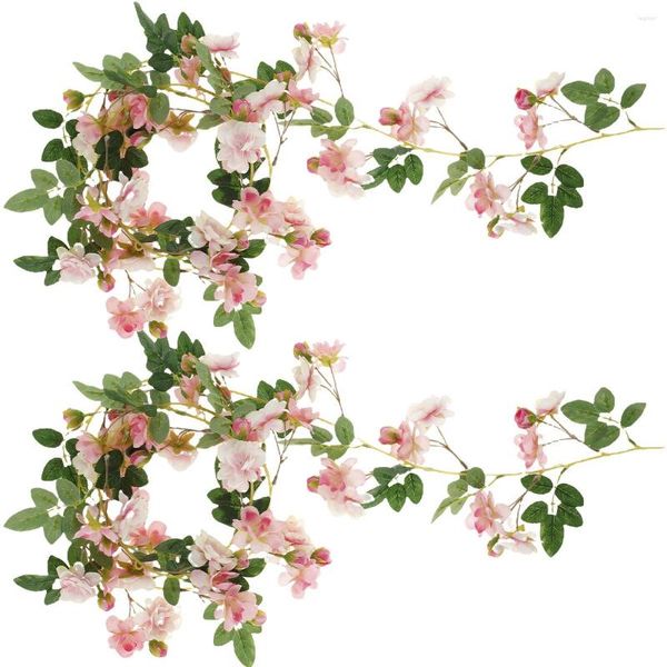 Fleurs décoratives 2pcs fleurs de cerisier artificielles vignes de fleurs suspendues guirlande de soie pour la fête de mariage jardin décor à la maison style japonais