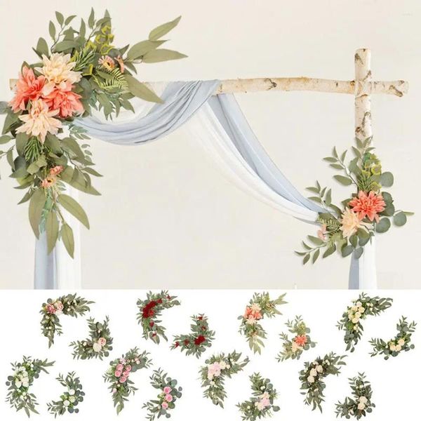 Flores decorativas 2 piezas Artificial Foux Silk Flower Anti-Fade Simulada No Wither Arco de boda falso reutilizable