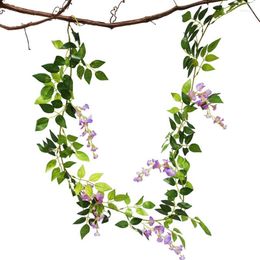 Guirlande de fleurs artificielles décoratives, 2 pièces, fausse vigne suspendue réaliste pour mariage, décoration de maison, DIY