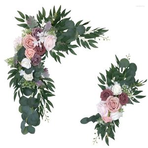 Fleurs décoratives -2pcs Artificial Flower Wedding Fête Party Garland Arch Decor Row Arrangement Accessoires