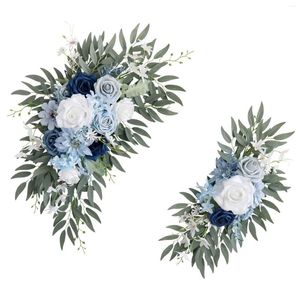 Flores decorativas 2 piezas de flores artificiales Garlands colgantes de guirnaldas de boda juego para el fondo de la mesa de las cercas