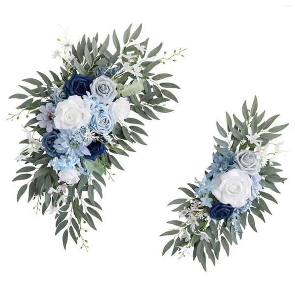 Flores decorativas 2 piezas de flores artificiales Swag signo de bienvenida conjunto de arco floral para jardín