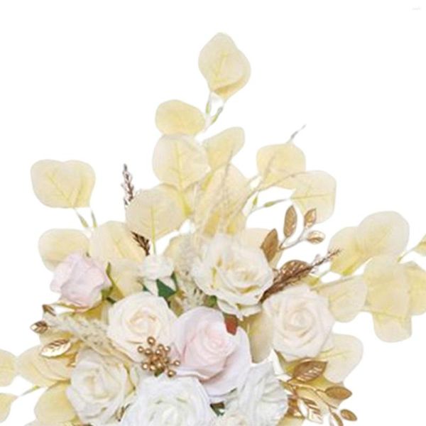 Fleurs décoratives 2 pièces fleur artificielle arc décor porte guirlande feuilles d'eucalyptus Rose mariage pour chaise fête réception tonnelle