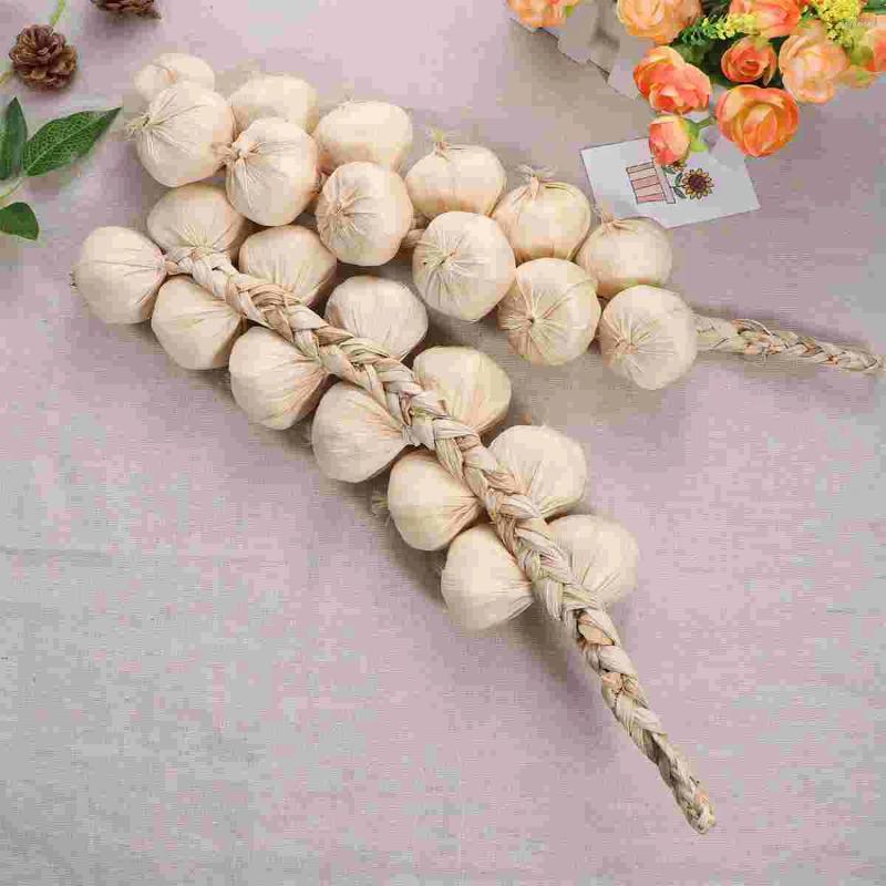 Decorative Flowers 2pcs Artificial Garlic Strings Kitchen Vegetables Pretend Play Veggie Party Hanging Decoration Pography Props Onion