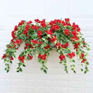 Fleurs décoratives 2pcs panier de suspension artificielle bougainvillea vigne en soie pour plante décor de jardin de fête de mariage