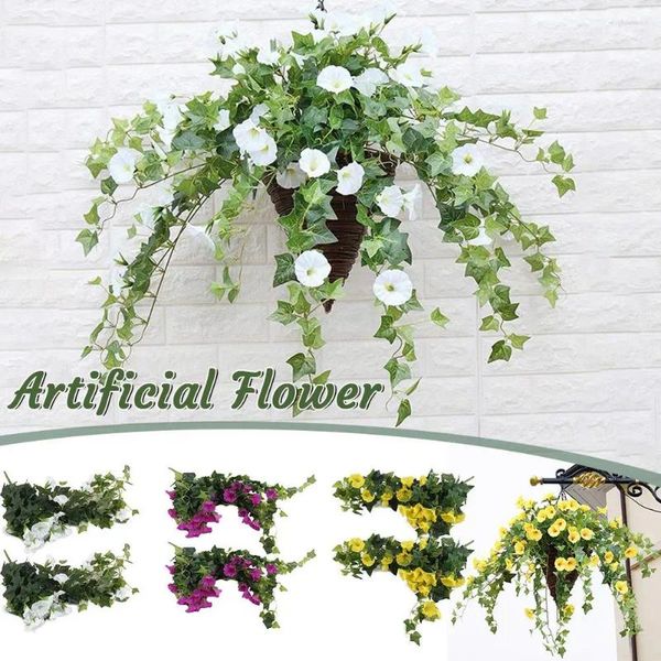 Fleurs décoratives 2pcs vigne suspendue artificielle Fake Morning Glory Decoration Silk Home Weddor Wedding Outdoor Party Tab G7D0