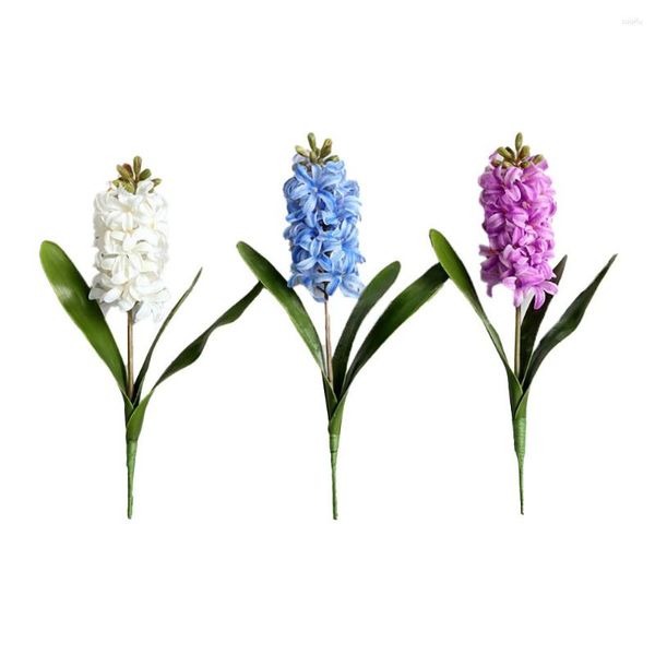 Flores decorativas, 2 uds., flor de jacinto Artificial, ramo de novia de Boda Europea, decoración azul, boda, ceremonia, hogar, 3D