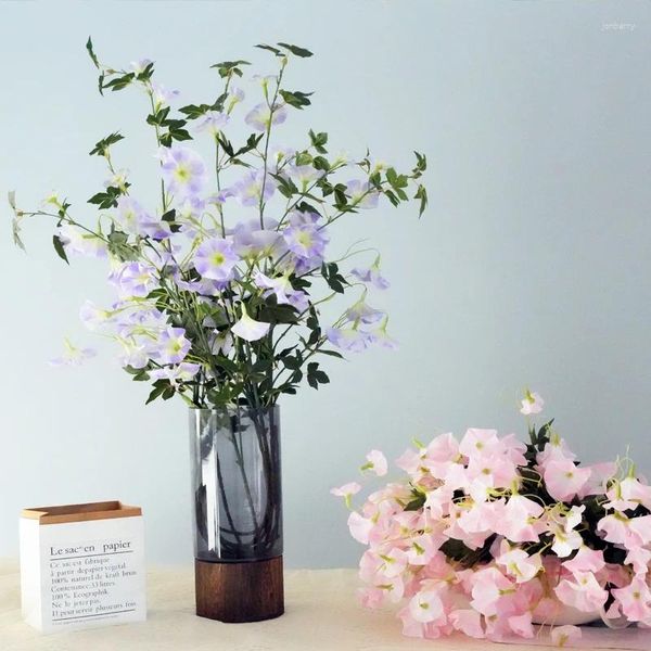 Flores decorativas 2 piezas artificiales glory vine petunia toque real glorias falsas bonsai para el jardín de la oficina en casa boda de jardín