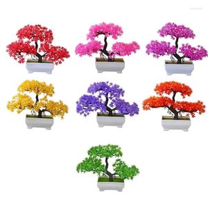 Fleurs décoratives 2 pièces plante artificielle bonsaï en plastique petit arbre Pot fausse fleur en Pot ornements pour la Table de la maison