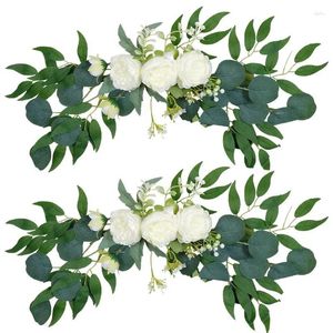 Fleurs décoratives 2pcs plante artificielle faux maison de salon mur européen mariage lintel en soie de fleur de fleur bienvenue