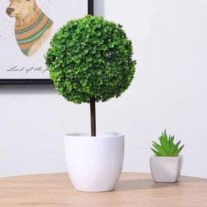 Decoratieve bloemen 2 stks kunstmatige planten bal gesimuleerde bonsai plastic bloem voor huistuindecoratie (groen)