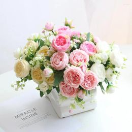 Fleurs décoratives 2pcs Décoration rose artificielle pastorale fausse fleur de soie arrangement de bouquet