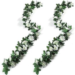 Decoratieve bloemen 2 stks kunstmatige zijden bloem nep hangende slingers faux rose wijnstokken bloemen klimop voor muur feest bruiloft el kantoor decor