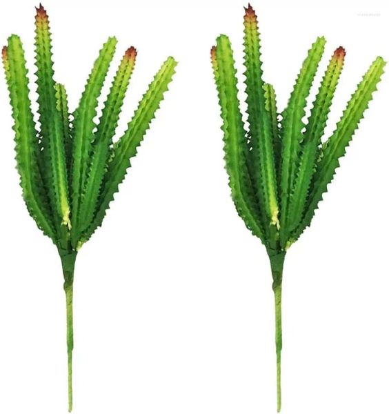 Fleurs décoratives 2pcs plantes succulentes artificielles aménagement paysager cactus fausse verdure décoration de maison imitation mini tiges de cactus