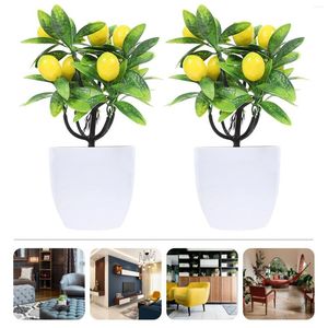 Fleurs décoratives 2pcs arbre artificiel en pot à bonsaï topiary plantes verterie en pots pour