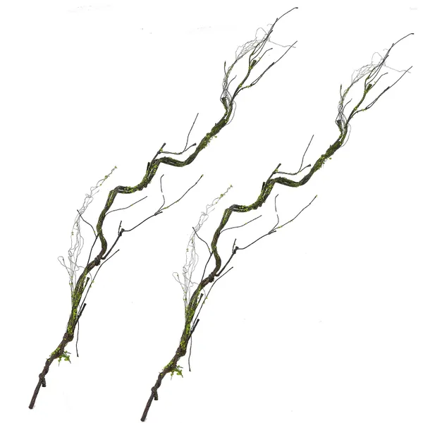 Fleurs décoratives 2pcs branches d'arbres artificiels faux branches naturelles brindilles de bois vignes pliables plantes de tronc avec mousse pour tenture murale