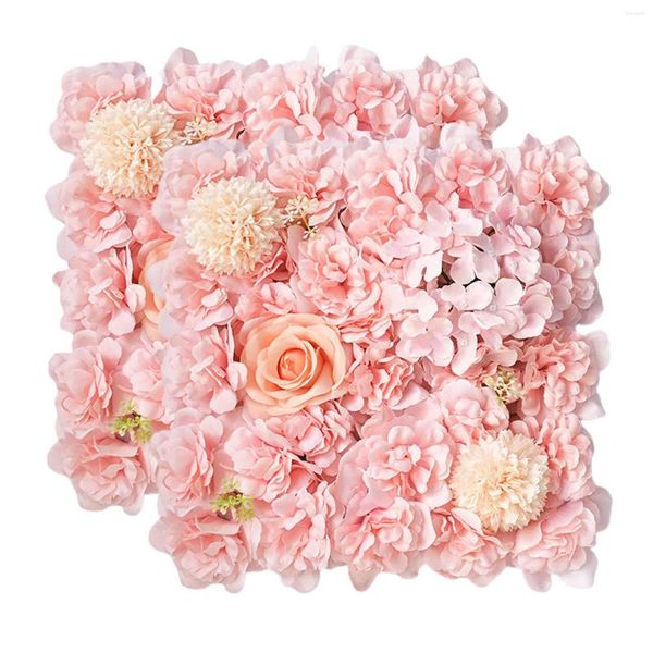 Flores decorativas 2 PCS Panel de pared artificial 3D Flower Flowdrop Roses Faux Roses para fiesta Decisión de despedida de soltera de boda al aire libre