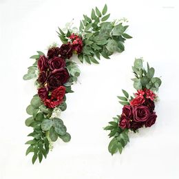 Decoratieve bloemen 2 stks kunstmatige bruiloft boog ivoor groene prik bloemen arrangement voor feestceremonie achtergrond pography prop decor