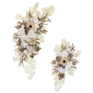 Decoratieve bloemen 2 stks kunstmatige bruiloft boogkit slingers zijden pioenroof swag welkom bord bloemen voor ceremoniefeest