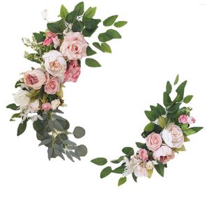 Flores decorativas 2 piezas de arco de boda artificial, cenador de vegetación verde, arreglo floral para fiesta, ceremonia, recepción, decoración de fondo