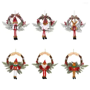 Fleurs décoratives 2pcs Branches mortes de Noël Garlands avec wapiti lea-bone Santa Claus Hanging Foliage Garland Festival Thème pour la fête à domicile