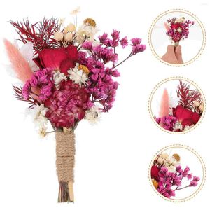 Fleurs décoratives 2pcs Boutonnière sèche pour le mariage bouquet de fleurs séchées de mariage petit bouquets