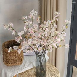 Fleurs décoratives, 2 pièces, fausse soie artificielle, Simulation murale, longue branche, fleur de cerisier, 75cm, arrière-plan, accessoires Po pour la maison