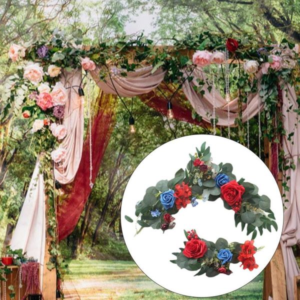 Flores decorativas, 2 uds., Kit de arco de boda hecho a mano, hojas verdes artificiales para ceremonia, cartel de tarjeta de bienvenida, decoraciones de esquina