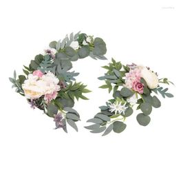 Flores decorativas 2pcs pendurado arco artificial G Abs com bandagem para casamento Dhzmo