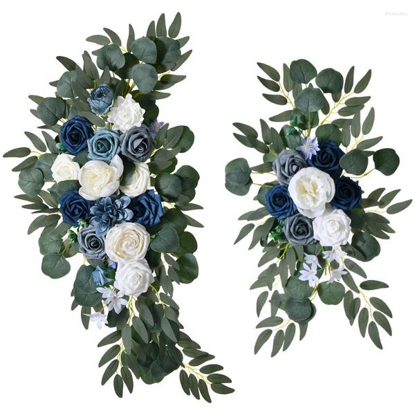 Fleurs décoratives 2pcs Haze Blue Forest Wedding Arch Decoration Corner Stage Bandle