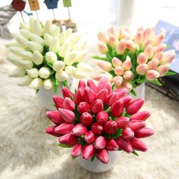 Fleurs décoratives 2pcs / lot 10 tête pulip simulation décoration de fleur bouquet de mariage artificiel meuble de maison