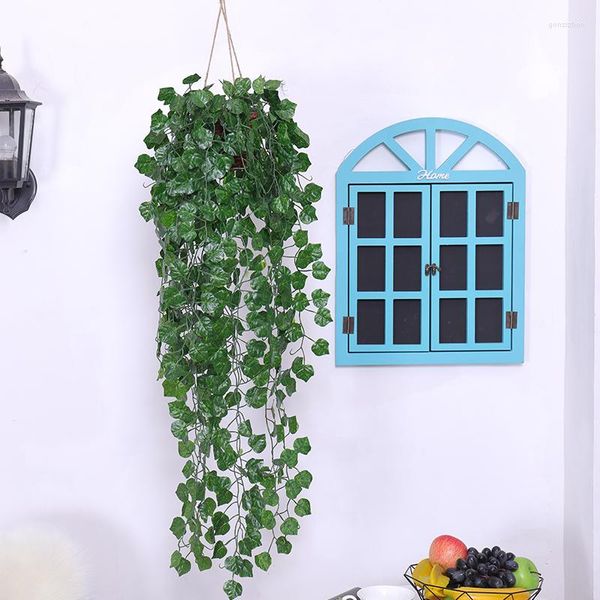 Fleurs décoratives 2pcs / Lot Artificielle Tenture Feuille Verte Vignes Soie Creeper Plantes Feuilles De Raisin Guirlande De Lierre Maison Jardin Fête De Mariage